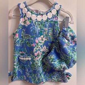 Lily Pulitzer Little Lily Knit Shift Dress ✨Boca Blue Beneath Bougainvillea